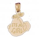 14K GOLD BABY CHARM - IT'S A GIRL #5906