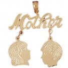 14K GOLD CHILDREN'S CHARM - MOTHER OF 2 #5873 14K GOLD CHILDREN'S CHARM - MOTHER OF 2 #5873