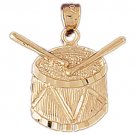 14K GOLD MUSIC CHARM - SIDE DRUM #6235