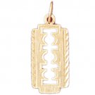 14K GOLD HAIRDRESSER CHARM - VINTAGE RAZOR BLADE #6396