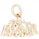 14K GOLD HAIRDRESSER CHARM - #1 BARBER #6395