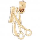 14K GOLD HAIRDRESSER CHARM - COMB AND SCISSORS #6381