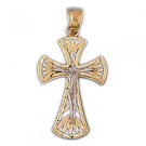 14K GOLD TWO TONE RELIGIOUS CHARM - CROSS #7758