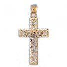 14K GOLD TWO TONE RELIGIOUS CHARM - CROSS #7757