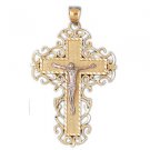 14K GOLD TWO TONE RELIGIOUS CHARM - CROSS #7754