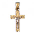 14K GOLD TWO TONE RELIGIOUS CHARM - CROSS #7749