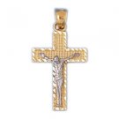 14K GOLD TWO TONE RELIGIOUS CHARM - CROSS #7748