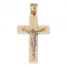 14K GOLD TWO TONE RELIGIOUS CHARM - CROSS #7747