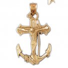 14K GOLD TWO TONE RELIGIOUS CHARM - CROSS #7839