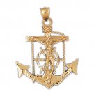 14K GOLD TWO TONE RELIGIOUS CHARM - CROSS #7834