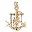 14K GOLD TWO TONE RELIGIOUS CHARM - CROSS #7832