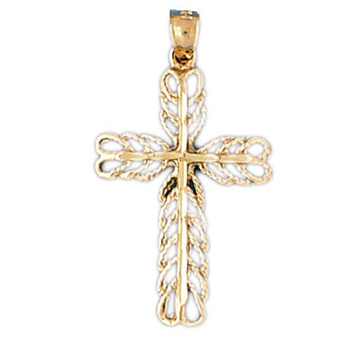 14k Two Tone Gold Religious Gold Religious Cross Charm Pendant