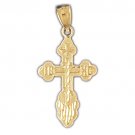 14K GOLD RELIGIOUS CHARM - SMALL RUSSIAN CROSS #8236