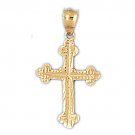 14K GOLD RELIGIOUS CHARM - SMALL TREFLEE CROSS #8175