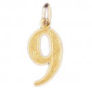 14K GOLD NUMERAL CHARM - #9 #9522