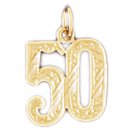 14K GOLD NUMERAL CHARM - #50 #9529