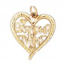 14K GOLD SAYING CHARM - GRANDMA OF TWINS #10043