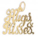 14K GOLD SAYING CHARM - HUGS & KISSES #10227