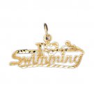 14K GOLD SAYING CHARM - I LOVE SWIMMING #10871