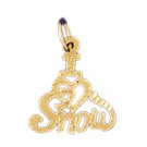 14K GOLD SAYING CHARM - I LOVE SNOW #10865