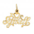14K GOLD SAYING CHARM - I LOVE SOFTBALL #10840