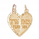 14K GOLD SAYING CHARM - TWINS FOREVER #9933