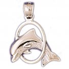 14K WHITE GOLD NAUTICAL CHARM - DOLPHIN #11014