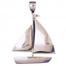 14K WHITE GOLD NAUTICAL CHARM - SAILBOAT #10990