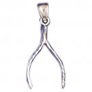 14K WHITE GOLD WISHBONE CHARM #11206