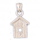 14K WHITE GOLD BIRD HOUSE CHARM #11191
