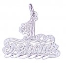 14K WHITE GOLD SAYING CHARM - TEACHER #11562