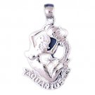 14K WHITE GOLD SAYING CHARM - AQUARIUS #11572