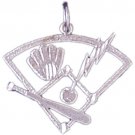 14K WHITE GOLD SPORT CHARM - BASCKETBALL #11255