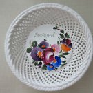 Hungarian Reticulated Basket or Bowl Hand Painted, Hand Made, Floral Pattern