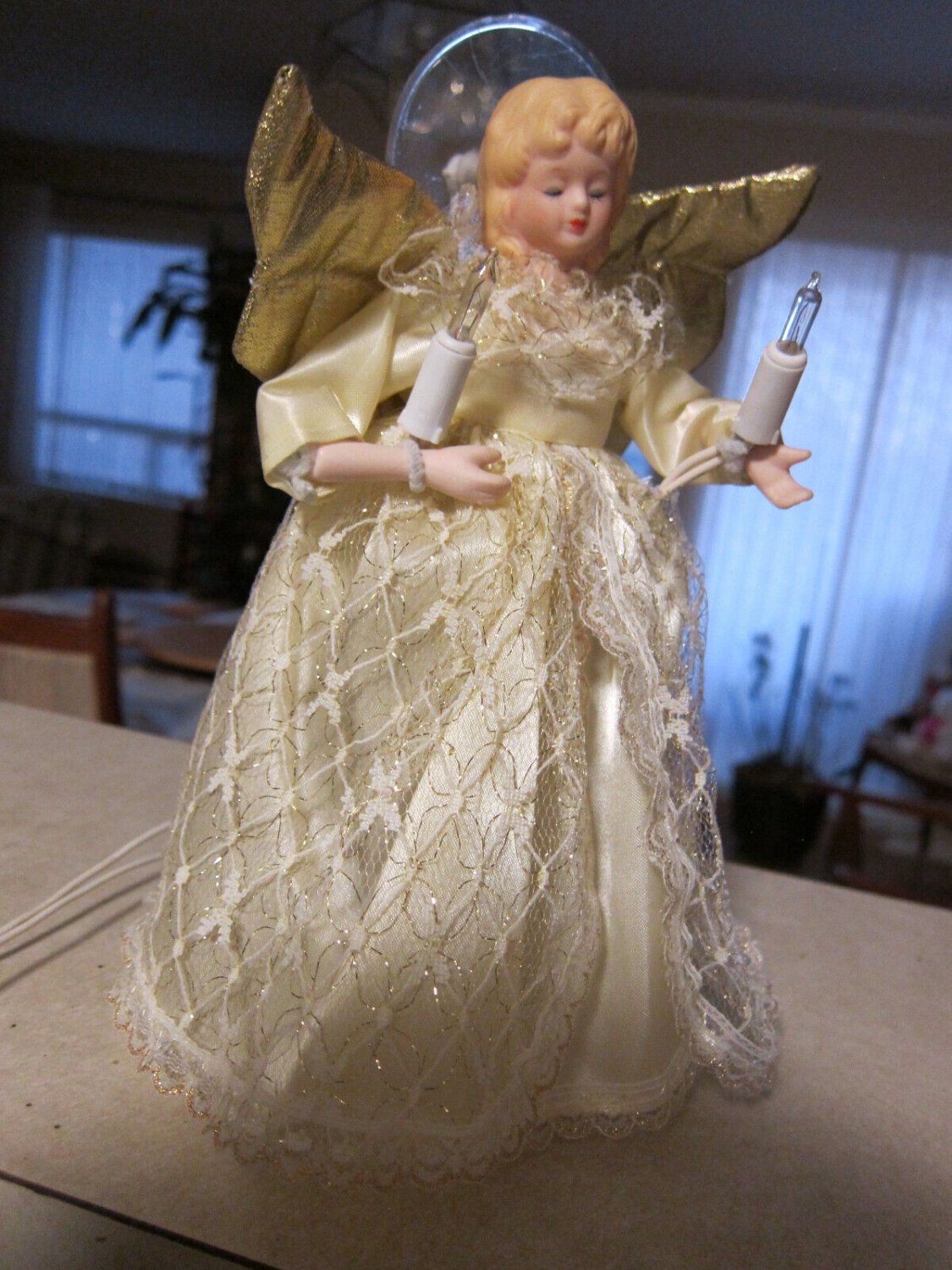 Gorgeous Christmas Angel tree topper, Table Top Lit Angel 9" (23cm), Gift Kids
