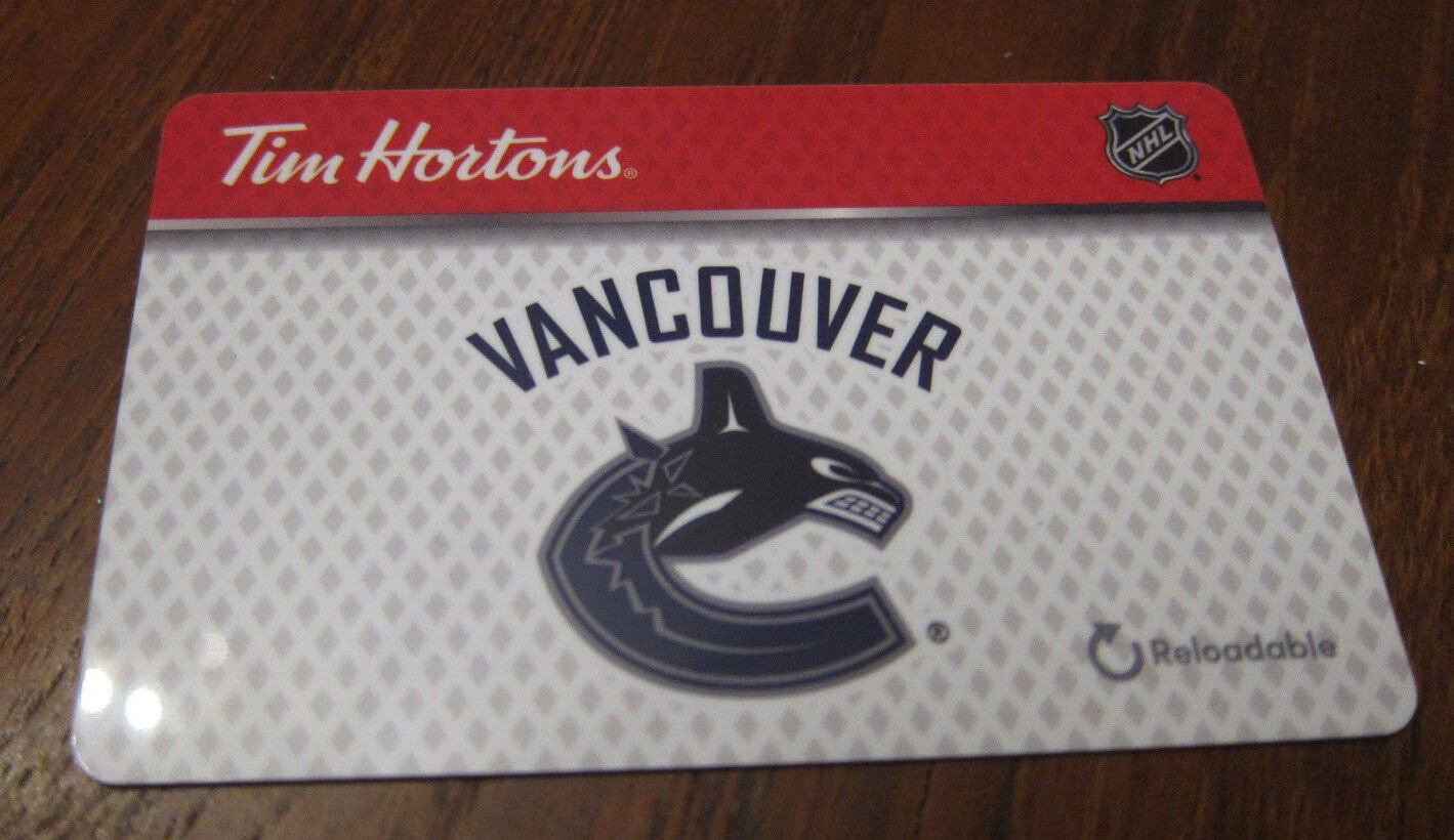 Tim Horton's Tim Gift Card Vancouver Canucks NHL 2018, New, FD-62787