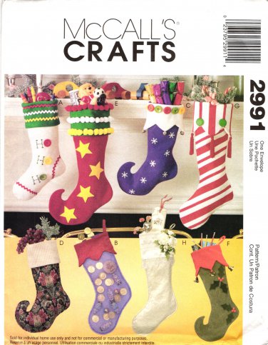 McCall's 2991 Cool Fun Christmas Stockings Sewing Pattern