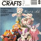 McCall's 3569 Vintage 1980s Stuffed Clown Bunny and Bear Dolls Clothes and Buckets Sewing Pattern