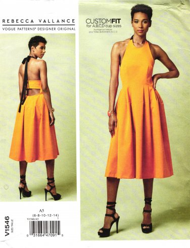 Vogue V1546 Misses' Halter Dress Rebecca Vallance Designer Sewing Pattern 6-14