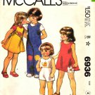 McCall's 6936 Vintage 1970s Childs' Jumper Jumpsuit Elephant Pig Lion Applique Sewing Pattern