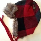 Nwt New Mens Red Black Plaid Faux Fur Trapper Hat Beanie Winter NICE OSFM
