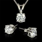 Set: 3 Carat Total Weight CZ Necklace & Earrings w/ gift box FREE SHIP