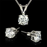 Set: 3 Carat Total Weight CZ Necklace & Earrings w/ gift box FREE SHIP