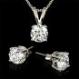 Set: 3 Carat Total Weight CZ Necklace & Earrings w/ gift box FREE SHIP