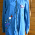 Denim Shirt Make up & Hair Appliques Size Large Hairdresser 100% Cotton