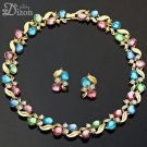 Tri-Color 18k gold plated Necklace & Earrings Set Beautiful! Gift Boxed Wedding