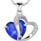 18K Gold Plated Sapphire(Blue) Heart Crystal Necklace Special Occasion Statement