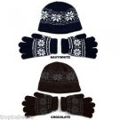 Ladies Fleece-Lined Winter Knit Beanie and Gloves 2-Piece Set 2 Colors Free Ship