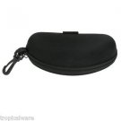 Clamshell Black Hard Eye Glass Case with Hanging Clip & Zipper