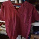 Solid Marroon Cotton Blend Scrub Shirt Size: XL Gently Used Free Shipping